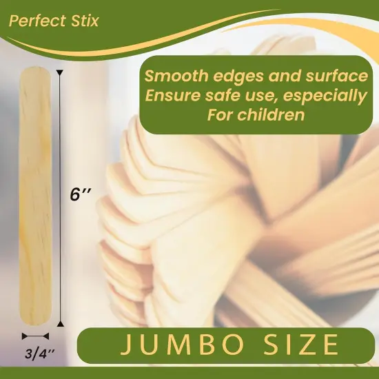 Wooden Poplar Wood Craft Sticks. Jumbo Size, 6 x 3/4, Wood, Natural Poplar Wood, 500Ct. Multipurpose Craft, Popsicles, Waxing, Arts and Crafts. {2}
