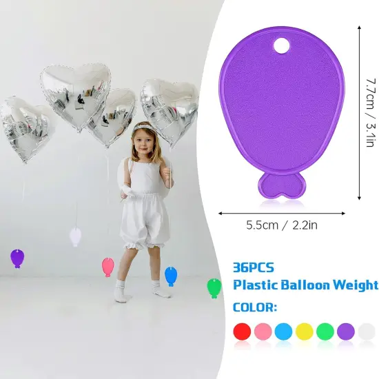 Aoriher Colorful Plastic Balloon Weights Balloon Shaped Weights for Party Celebration Decoration Supplies, White Purple Red Green Yellow Blue Pink (36 Pcs) {2}