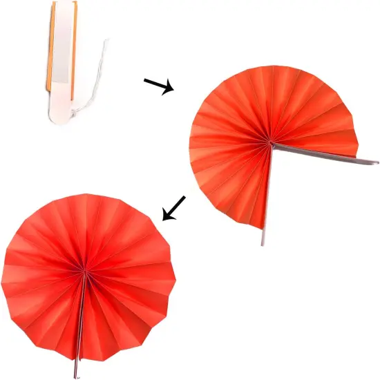 Hanging Paper Fan Set, Tissue Paper Pom Poms Flower Fan and Honeycomb Balls for Birthday Baby Shower Wedding Festival Decorations - Red Black and White {2}