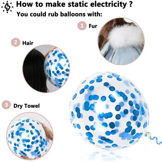 Royal Blue Confetti Latex Balloons, 50pcs 12 inch Light Blue Baby Blue and White Party Balloons for Birthday Wedding Party Decoration {5}