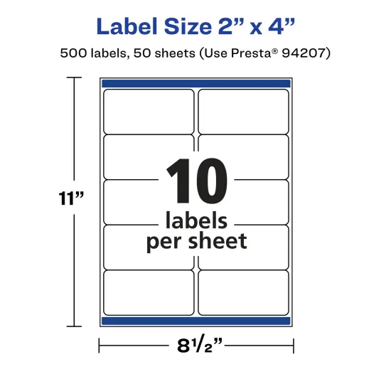 Avery Glossy Clear Rectangle Labels with Sure Feed, 2" x 4" {5}