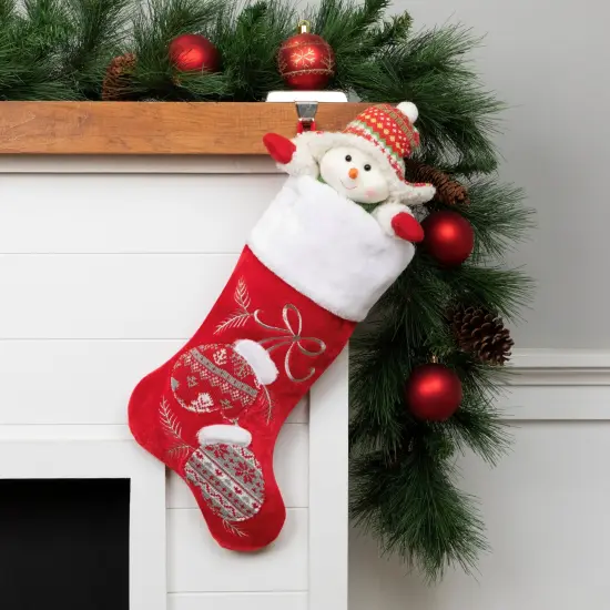 Northlight 20.5-Inch Red and White Winter Mittens Embroidered Christmas Stocking {1}