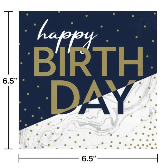 192 pc Bulk Navy and Gold Birthday Luncheon Napkins {2}