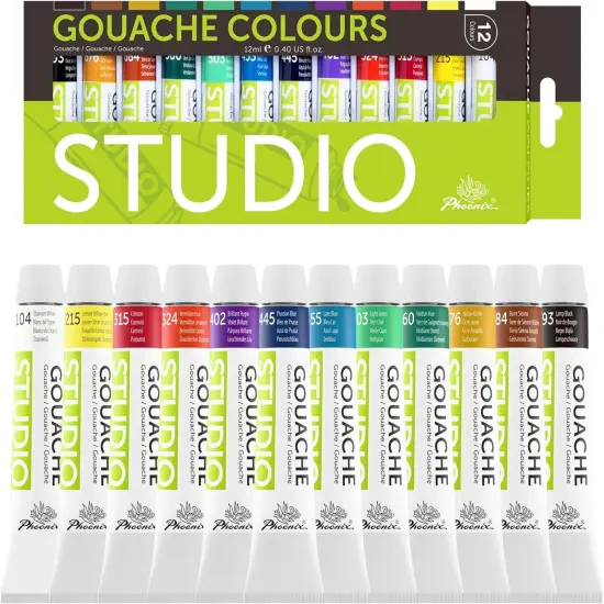 Gouache Paint Tubes - 12x12ml / 0.4 Fl Oz Non-toxic Gouache Painting Supplies Art Paints Set for Adults, Beginners, Students {1}