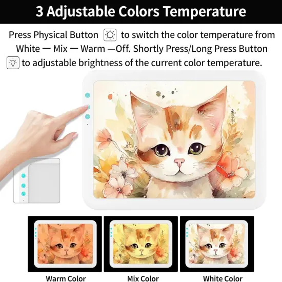 A4 Rechargeable Led Super Bright Light Pad Powered by 3500mAh Lithium Battery for Cricut Weeding Vinyl Tool, Portable Wireless Light Board/Box for Tracing, Diamond Painting, Sketching & Drawing {2}