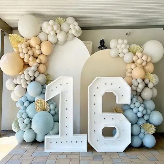 Dusty Blue Brown Balloon Garland Double Stuffed Blue Tan Balloons White Sand Grey Latex Balloons Neutral Balloon Arch Kit For Teddy Bear Baby Shower Boho Birthday Gender Reveal Party Decorations {5}