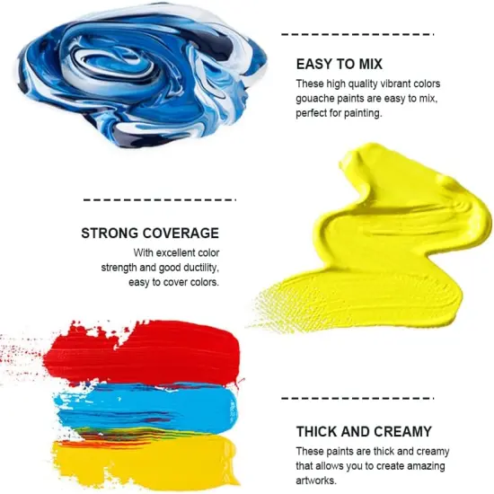 Gouache Paints Set, 18 Colors, 30g, jelly gouache paint set, Non Toxic Paint for Canvas and Paper, Art Supplies for Professionals, and More (Pink Case) {3}