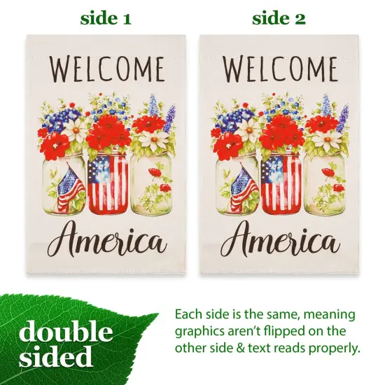 G128 Welcome America Mason Jars Garden Flag 12x18 In Double Sided Independence Day Yard Garden Lawn Decoration {3}