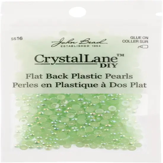 Crystal Lane DIY SS16(4mm) Plastic Pearl Flatback Rhinestones, 975pcs Light Green AB {3}