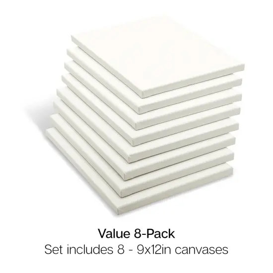 KINGART&reg; Stretched Canvas 9" x 12", 8 pc {1}