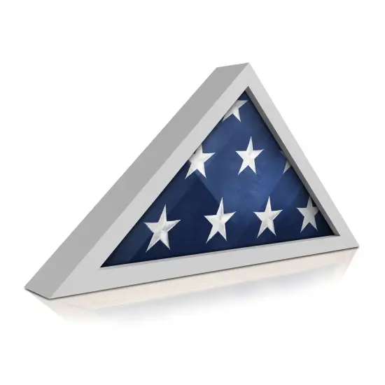 HBCY Creations Rustic Flag Case - SOLID WOOD Military Flag Display Case for 9.5 x 5 American Veteran Burial Flag, Wall Mounted Burial Flag Frame White {1}