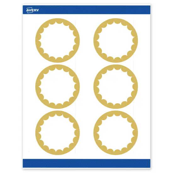 Avery Printable Round Labels, Gold Edge Dots, 3" Diameter, Matte White Round Labels, Permanent, Laser/Inkjet, 60ct, Great for Product Labels {1}