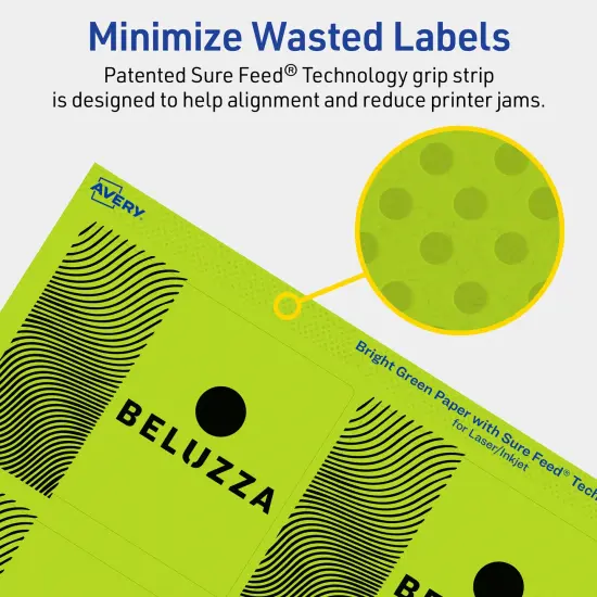 Avery Bright Green Paper Labels, 3" x 3.75" Rectangle {4}