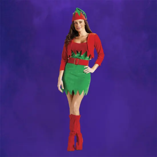 Fun World Red and Green Elfalicious Elf Women Adult Christmas Costume - Medium {4}