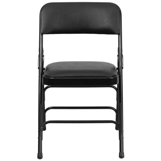 Emma and Oliver 2 Pack Home & Office Portable Party Events Padded Metal Folding Chair BlackVinyl/Black {6}