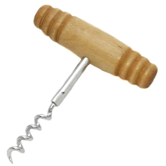 Chef Craft T-Shaped Corkscrew with Wooden Handle - Simply Screw into Cork and Pull {1}