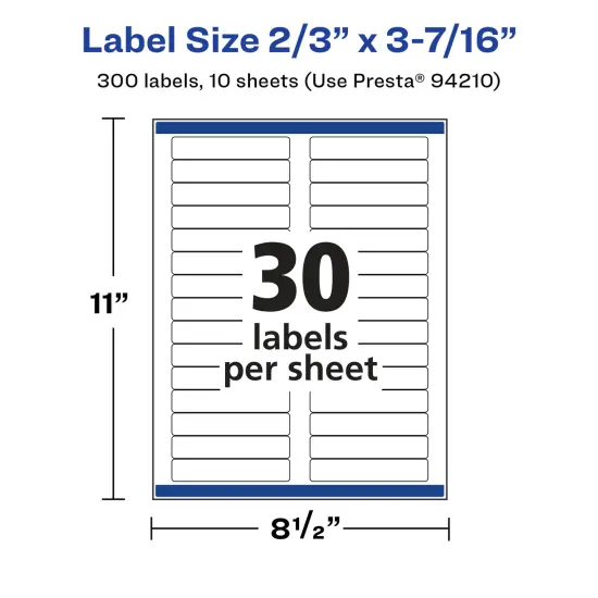 Avery Glossy White Rectangle Labels with Sure Feed, 2/3" x 3-7/16" {5}