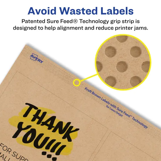 Avery Kraft Brown Square Labels with Sure Feed, 4" x 4" {4}