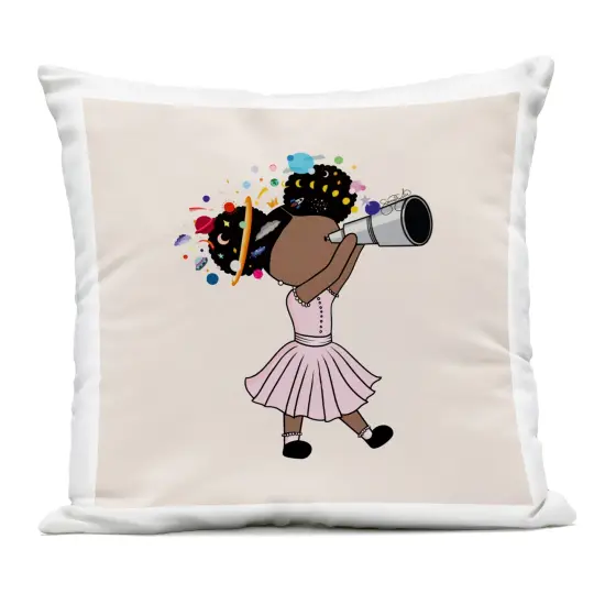 Stupell Industries Celeste Girl with Telescope Outdoor Pillow, 18 x 7 x 18 {1}