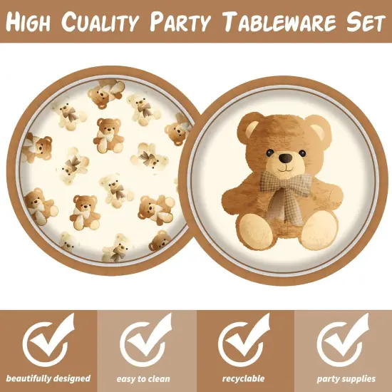48Pcs Baby Shower Teddy Bear Paper Plates {3}