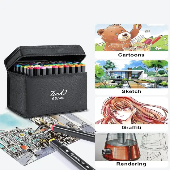 Pack of 60 Colors Alcohol Based Markers {2}