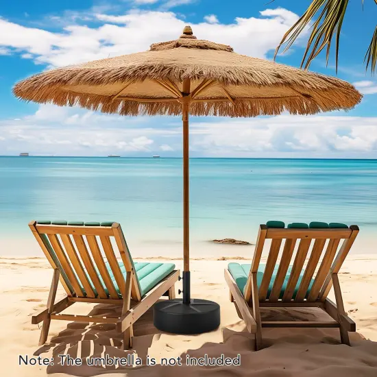Black Patio Umbrella Base with Metal Pole and Refillable Water Sand Reservoir {2}