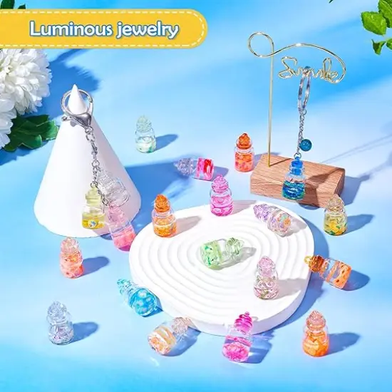 50 Pcs Luminous Glass Bottle Charms Glow in the Dark Wishing Bottle Charms {3}