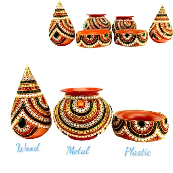 Artificial Mangal Kalash Decorative Nariyal Pooja Kalash Coconut Lota Set Laxmi Ganesha Puja Favor Handicraft Indian Wedding Kalash Temple Item Housewarming Gift {6}