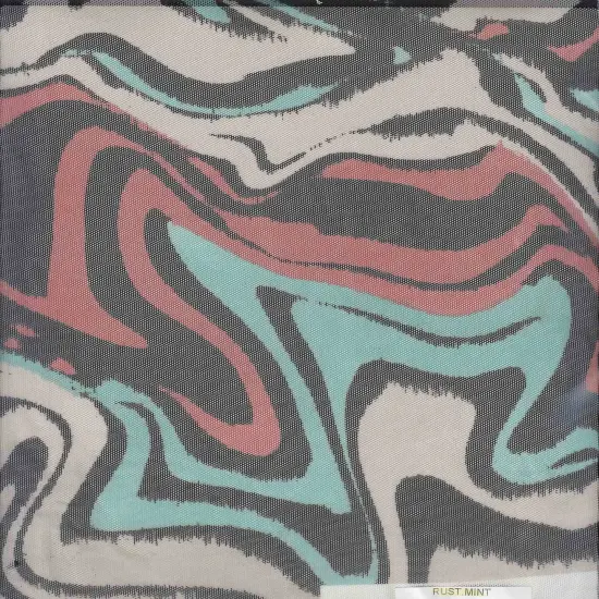 1 Yard Geometric Mesh Fabric Lightweight Stretch Sheer Print 54" Wide RUST MINT {3}