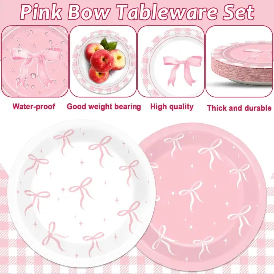 200pcs Pink Bow Party Supplies for Girl {2}