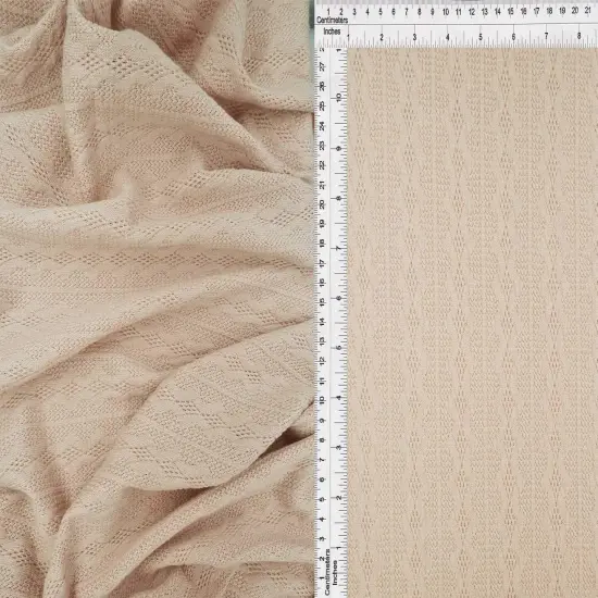 Cable Knit Jacquard Sweater Fabric, Heavyweight Stretch Knit 58/60" Wide SAND {1}