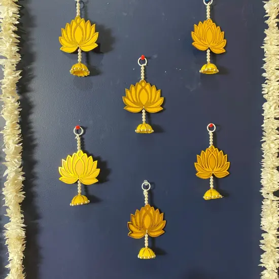 10 Ct. Lotus Hangings for Home Decor, Lotus Backdrop Hanging, Lotus Cutout, Pooja Decor, Diwali Decoration, Wedding, Diwali Decor, Wall Decor, OFF White {5}