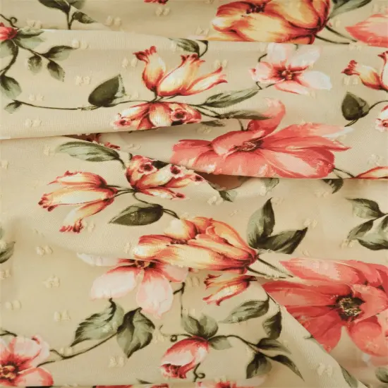 1 Yard Swiss Dot Floral Cey Airflow Fabric, 58/59&Prime; Wide 100% Polyester SAND {4}