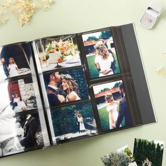 4x6 Photo Album with 1000 Pockets, Extra Large Capacity, Linen Cover, Picture Albums Holds 1000 Horizontal and Vertical Photos (Gray Exterior, Black Interior, 14x13x3 in) Grey {2}