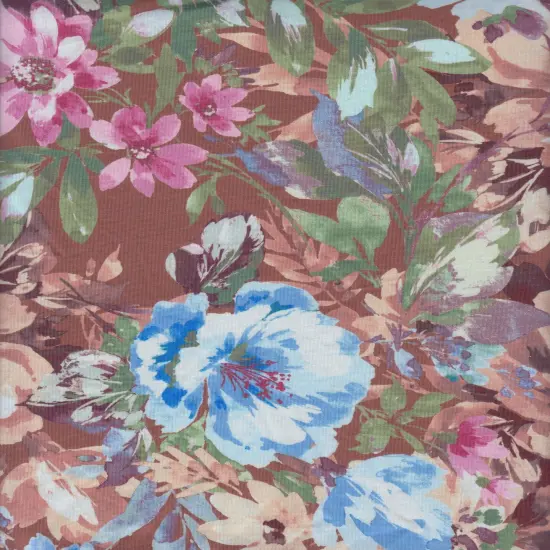 1 Yard Brick Floral DTY Knit Fabric Digital Print 59/60 Inches Wide Soft Stretch {1}