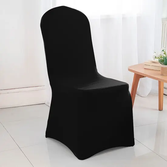 Black Spandex Banquet Chair Cover with Stretch Fit for Weddings and Events {1}