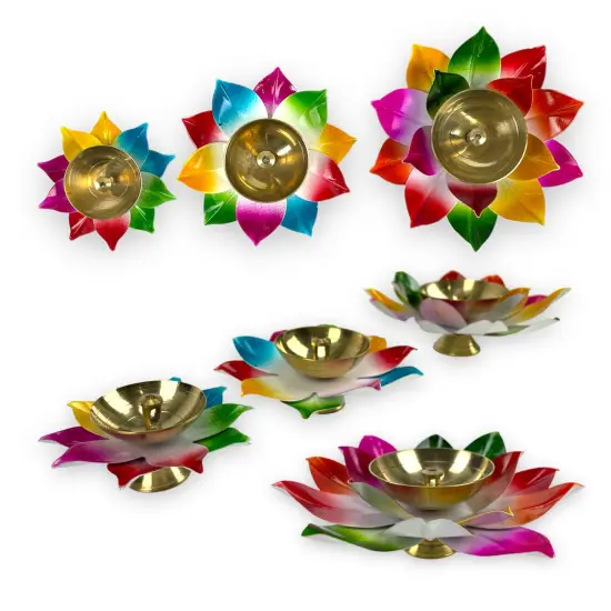 Lotus Brass Diya Deepam Vilakku Samai Oil Lamps for Home Pooja Room Diwali Decor Mandir Temple Akhand Diya Indian Traditional Hindu Puja Religious Deepawali Housewarming Return Gifts {7}