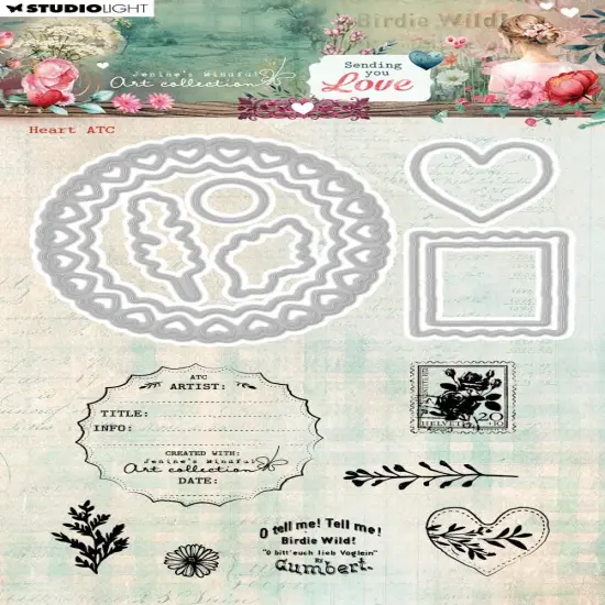 Jenine's Mindful Art Sending You Love Stamp and Cutting Die -Nr. 92 Heart ATC {1}