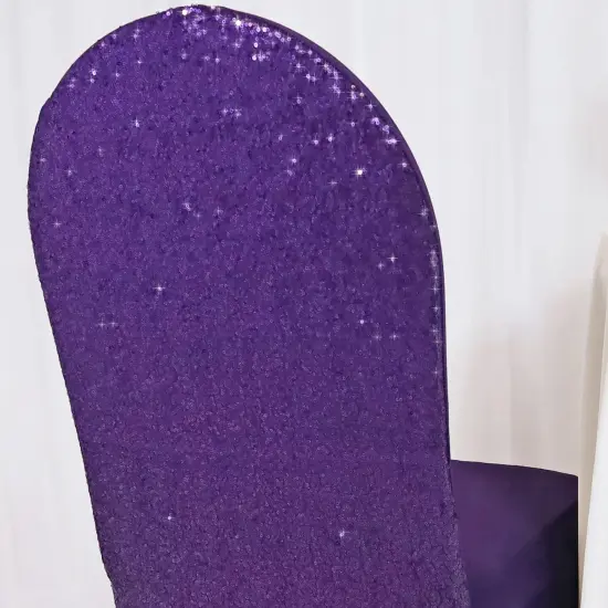 1 Piece Eggplant Sequin Spandex Chair Cover Stretch Fit for Banquet Seating {4}