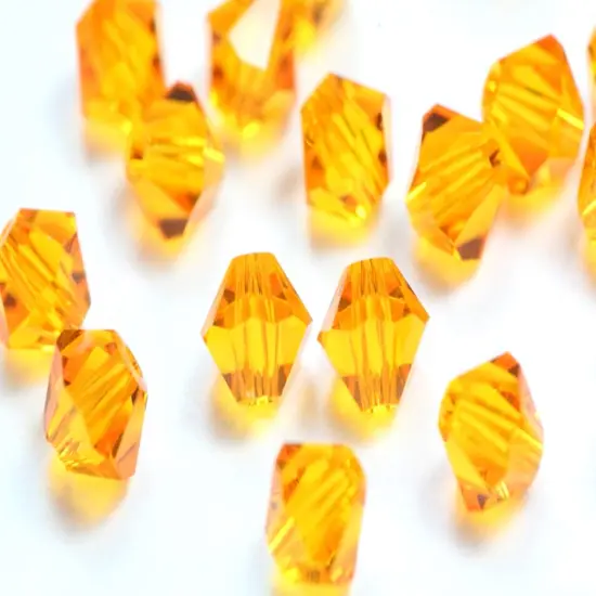 50pcs Authentic Preciosa 6mm Faceted Bicone Crystal Loose Beads Topaz Yellow Compatible with Swarovski 5301/5328 for DIY Jewelry Making Pre-B608 {2}