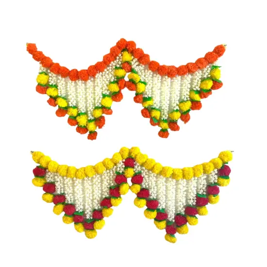 Marigold Jasmine Door Toran Hanging Valance Marygold Garland Mantle Window Decor Bandarwal Puja Diwali Decoration Day of the Dead Dia De Los Muertos Mexican Fiesta Halloween Decor (40 Inch) {3}