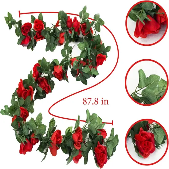 4 Pack Artificial Rose Vine Garland {2}