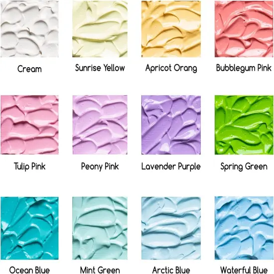 MEEDEN Pastel Acrylic Paint Set, 12 Pastel Colors 22 ml/0.74oz, Heavy Body Acrylic Paint Tubes, Art Craft Paints for Artists Kids Beginners, Art Supplies for Canvas Wood Rock Painting {2}