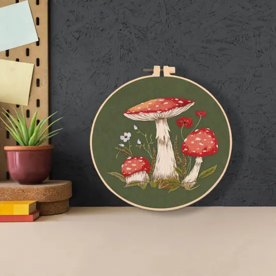 REEWISLY 4 Pcs of Embroidery Starter kit with Patterns and Instructions, DIY Adult Beginner Embroidery Kits, Including 2 Plastic Embroidery Rings, 1 Pair of Scissors, Colored Threads and Needles {4}