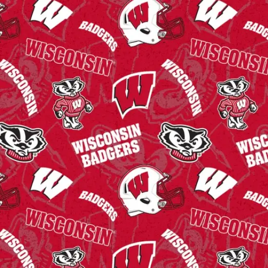 Licensed NCAA University of Wisconsin Tone on Tone WIS-1178 Cotton Fabric by the Yard {1}