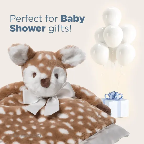 Bearington Baby Lil&rsquo; Willow Snuggler, 15 Inch Woodland Baby Fawn Plush Stuffed Animal Security Blanket Lovey for Babies, For Ages 0-3 Brown {5}