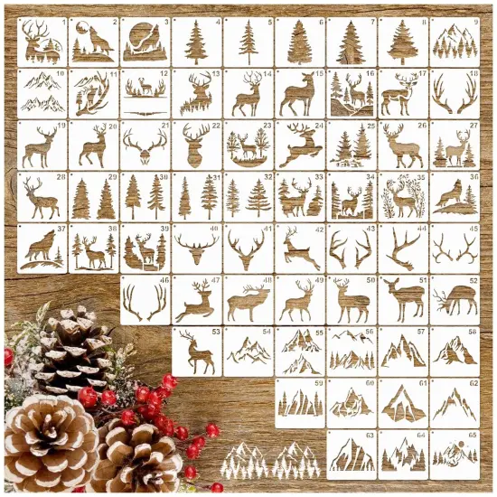 Small Stencils for Painting on Wood Reusable, 3 Inch Reusable Stencil for Craft Ornament Paint Template Stencils for Wall Card Rock Wood Signs Coasters Canvas Home Decor (Animal Deer) {1}