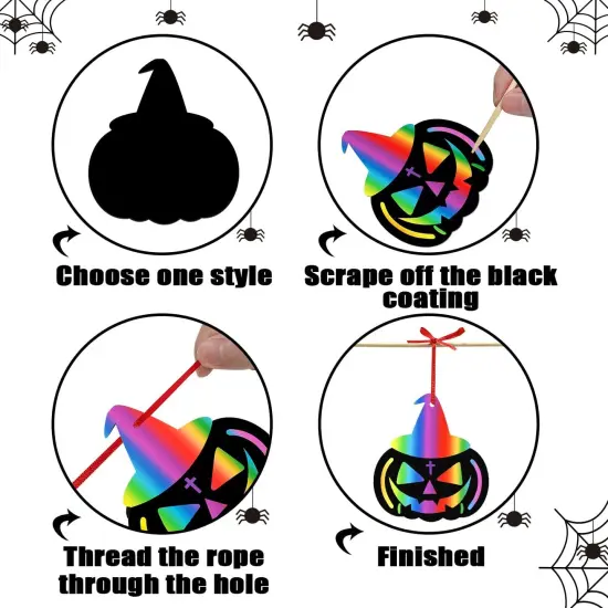 60 PCS Scratch Paper Art Magic Halloween Crafts for Kids {2}