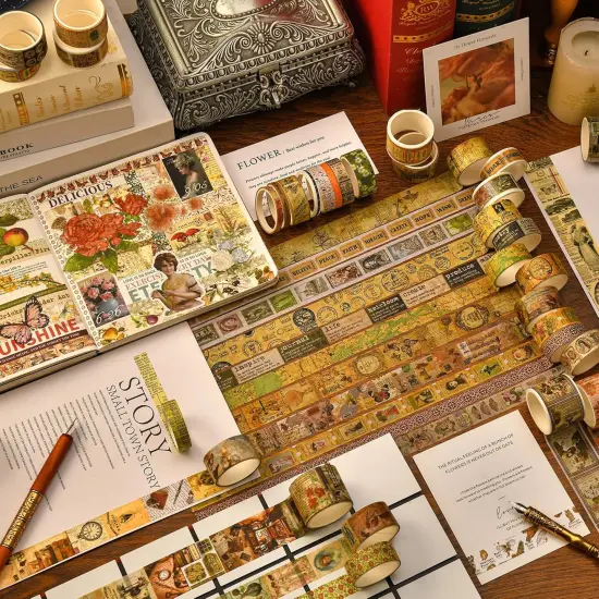 36 Rolls Vintage Washi Tape (Black & White Light) {5}