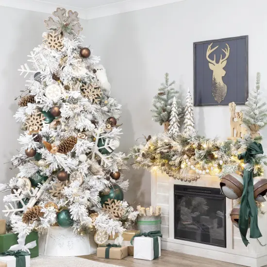 Reindeer Christmas Statues 2pc Mango Wood Holiday Decor {5}